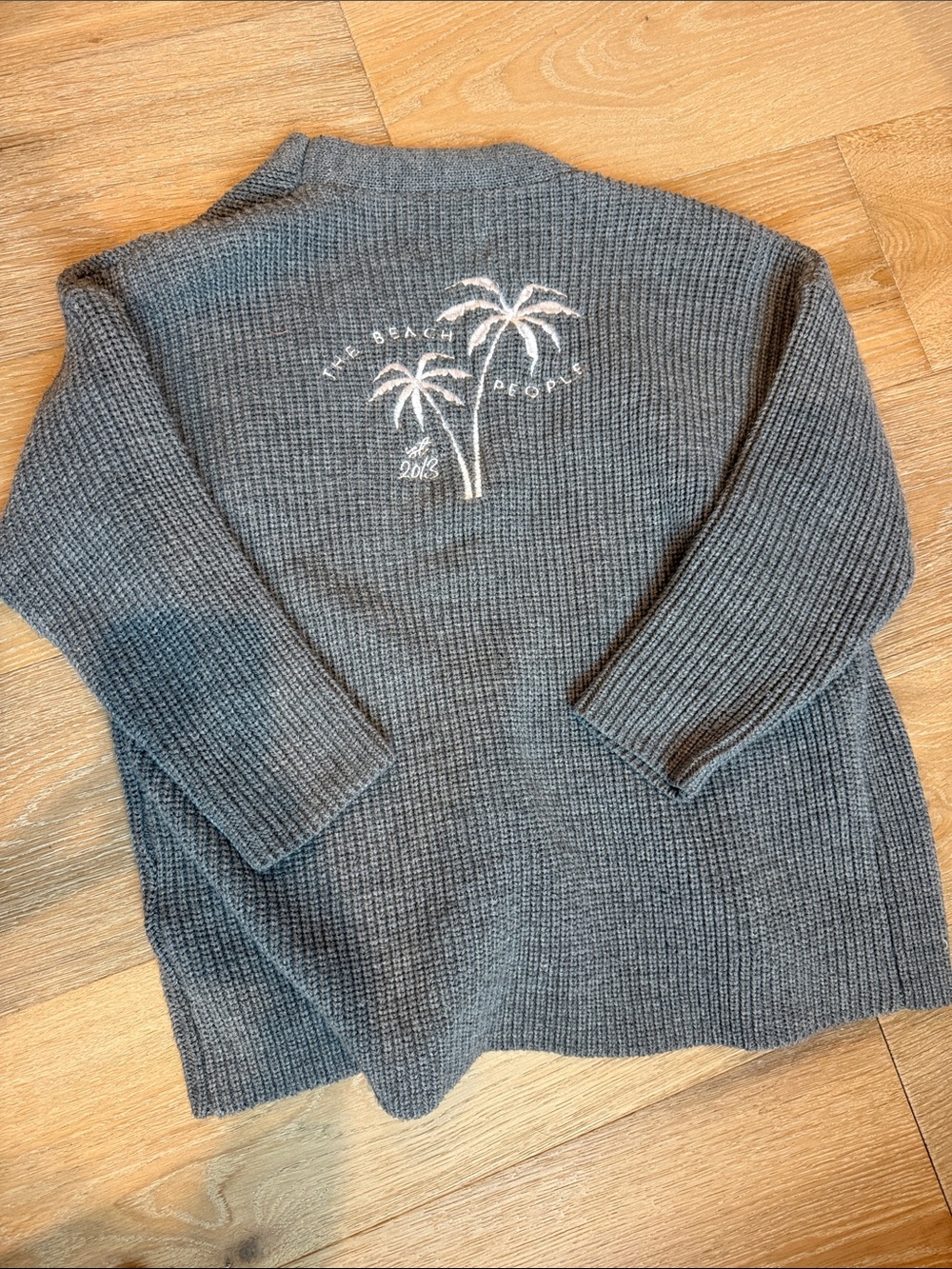 The Beach People Women’s Cardigan Embroidered Sweater Palm Tree
